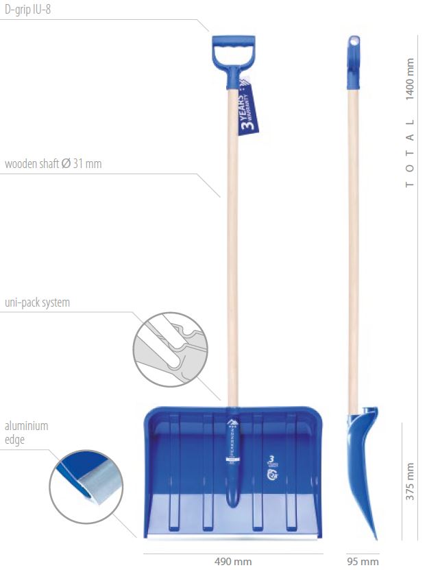 51.2001.4937_ Schneeschaufel Alpinisto blau B490xT95xH375mm incl. Stiel 5905197140544_ ALPIN 2 A