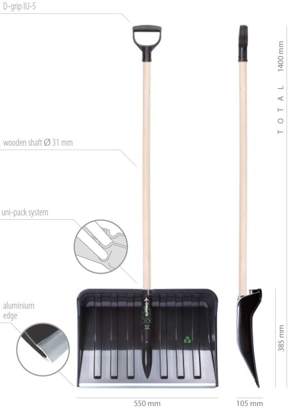 51.2002.5538_ Schneeschaufel Alporado ECO sw. B550xT105xH385mm incl. Stiel_ 5905197141329_ ALPINUS ECO