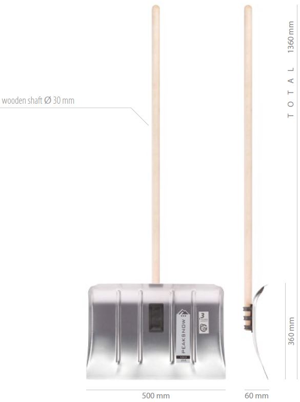 51.3009.5036_ Schneeschaufel Polaris ALUstick B500xT60xL360mm incl. Stiel 0723_ 5905197141756_ ALUICE 50