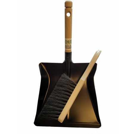 30.7075.0701 Kehrgarnitur 2tlg. Blechschaufel sw.o.L. Holzst. +Rosshaar Handfeger 0222