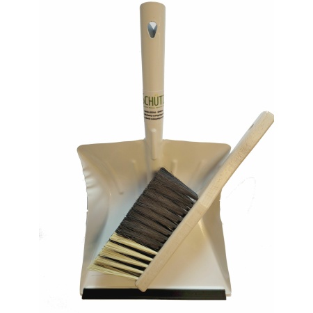 30.7075.0704 Kehrgarnitur 2tlg. Blechschaufel wß. m.Lipp.+Rosshaar Handfeger 0444