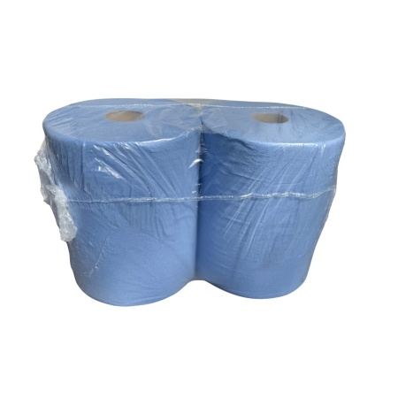 Putzrolle 2 lagig BLAU Zellstoff • 35,5 cm Breite • 1000 Abrisse (0772)